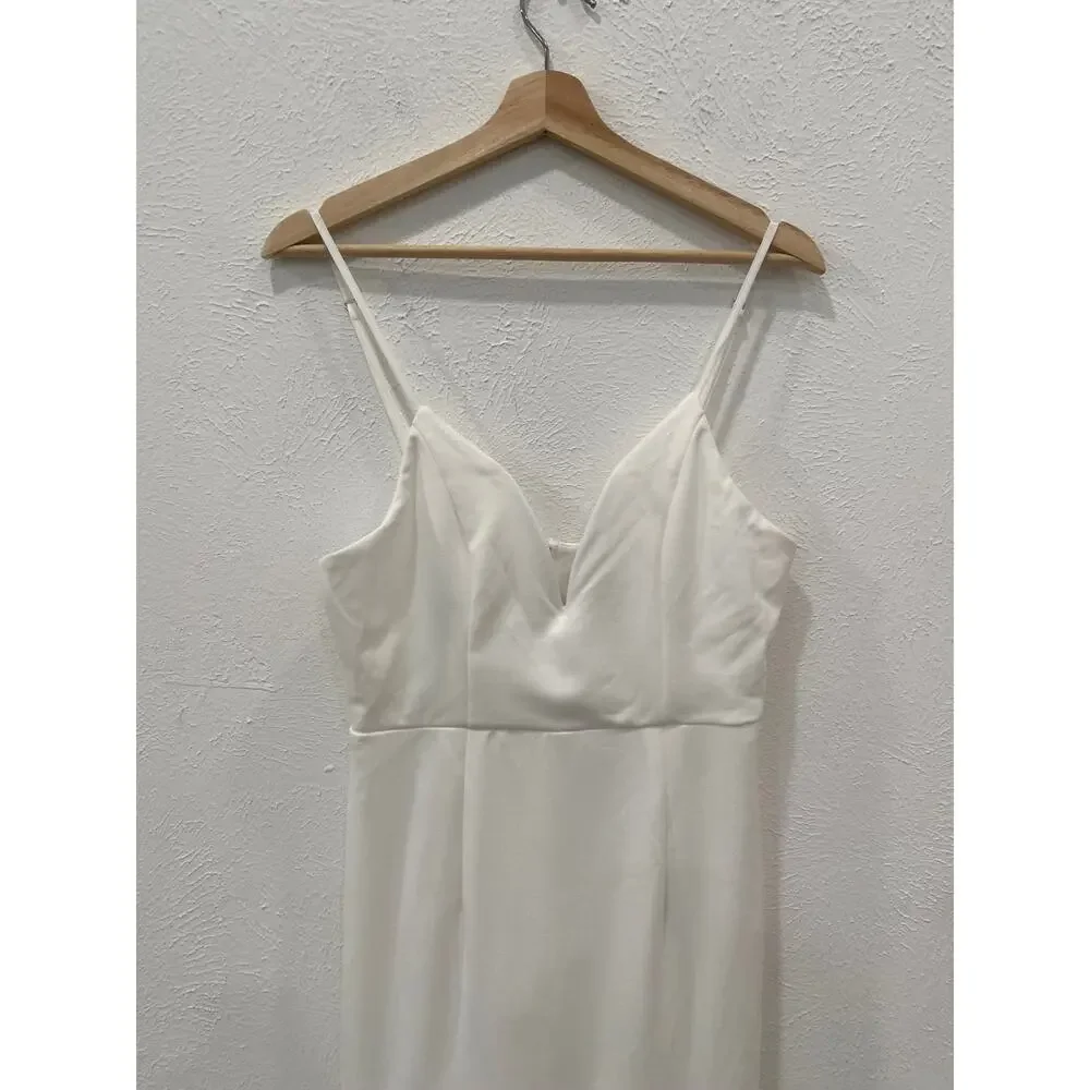 Selfie Leslie Darlene Front Split High/Low Hem Maxi Dress White Large NEW - Picture 5 of 6